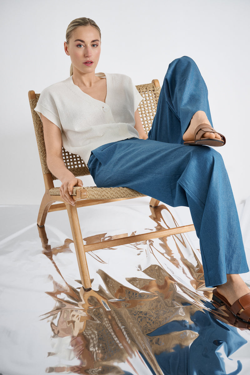 Cardigan korte mouw V-hals bijensteek