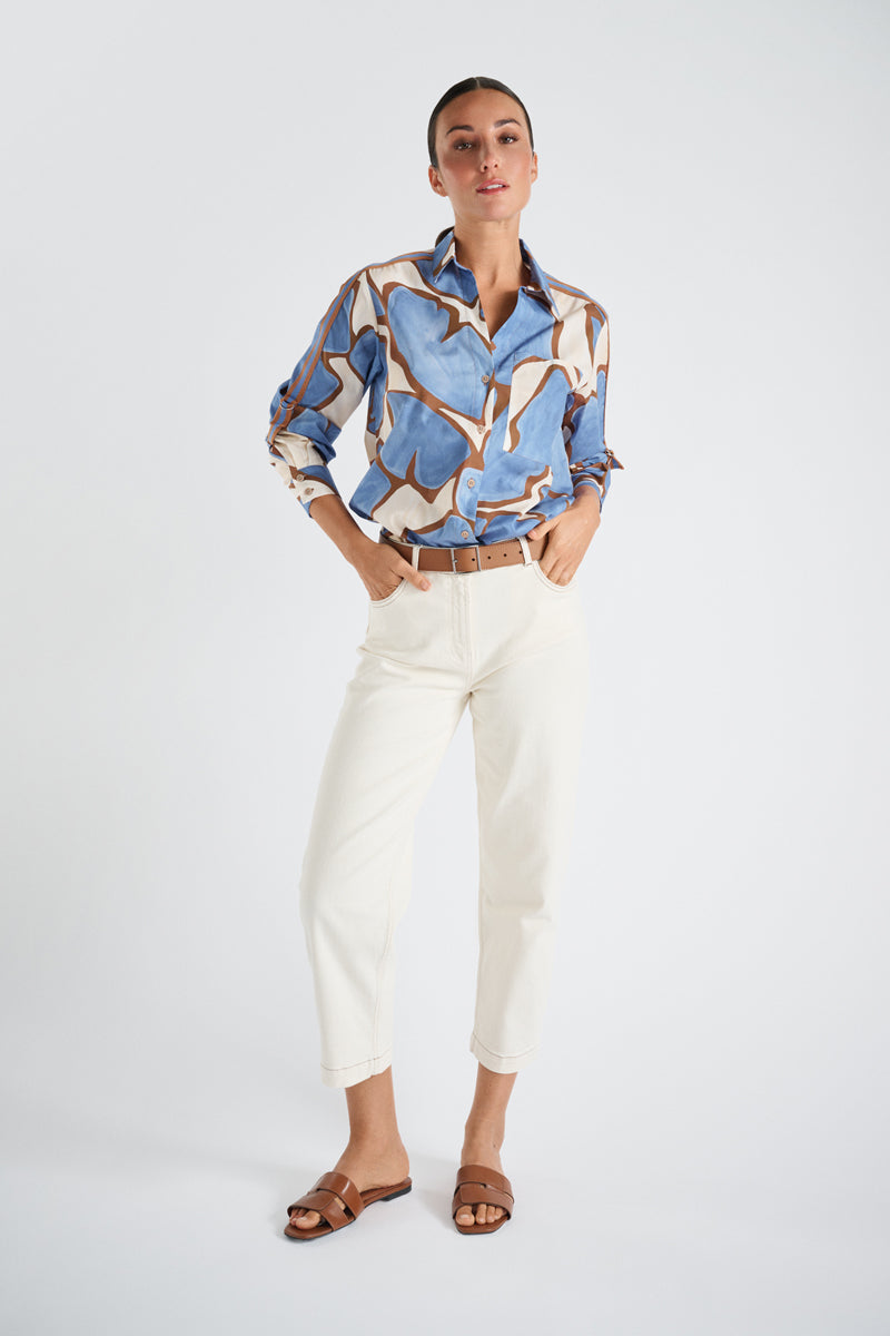Ecru denim slight balloon shape