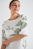 Sweater met terry bloemenprint in jadegroen