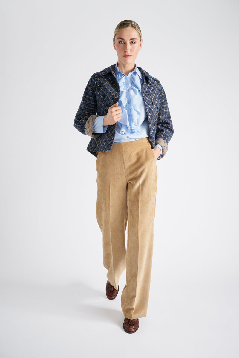 Velours rechte beige broek