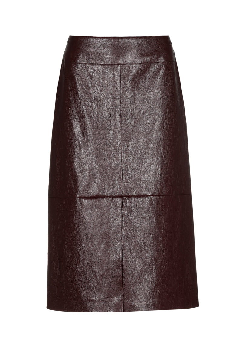 Fake leather pencil skirt with slit