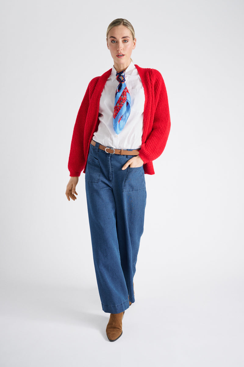 Pantalon denim large et long