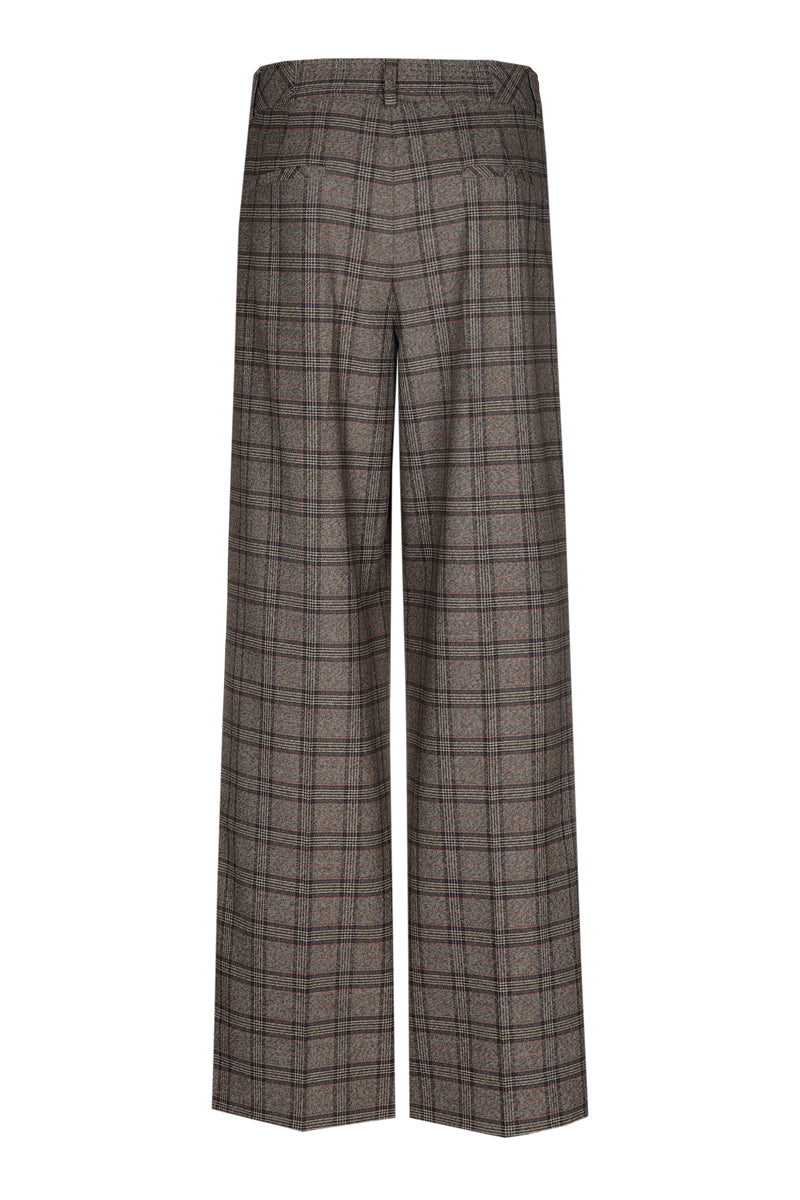 Pantalon long à carreaux marron droit