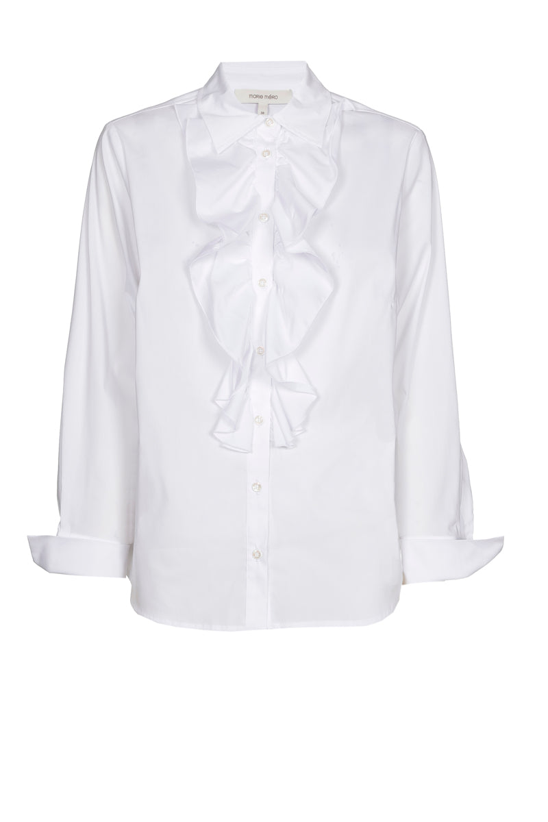 Chemisier en coton avec col chemise et volants