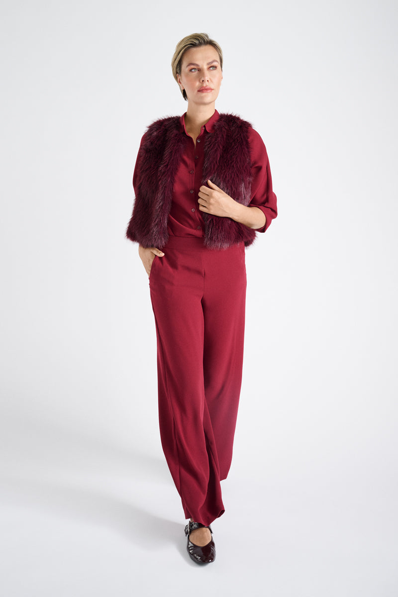 Pantalon long et large fluide bordeaux