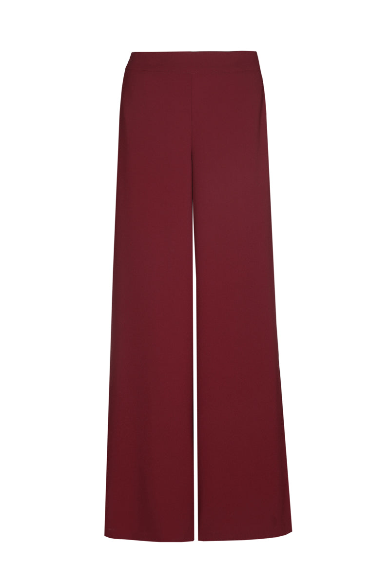 Pantalon long et large fluide bordeaux
