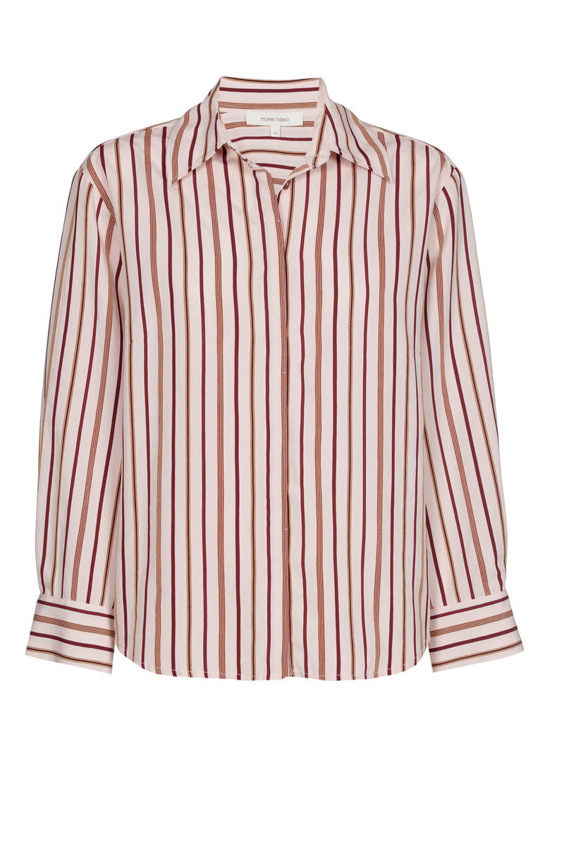 Straight striped shirt with pink-brown