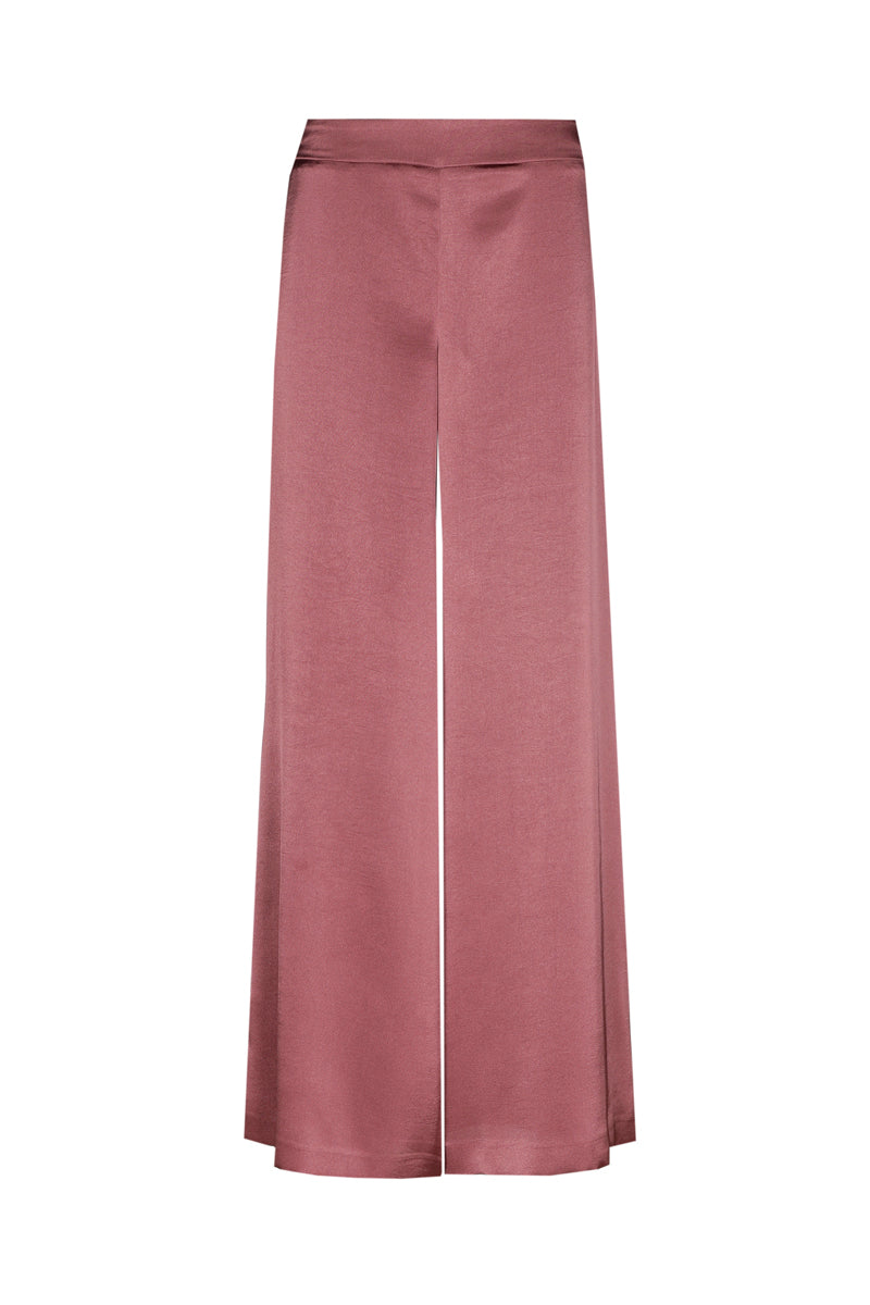 Wide satin pants with elastic waist 