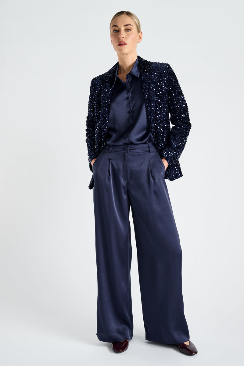 Sheer blue wide shirt