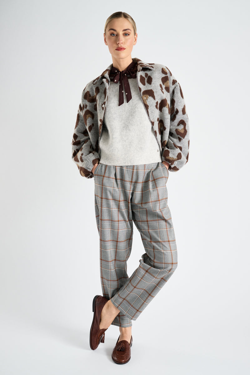 Oversized shirt jacket with animal print