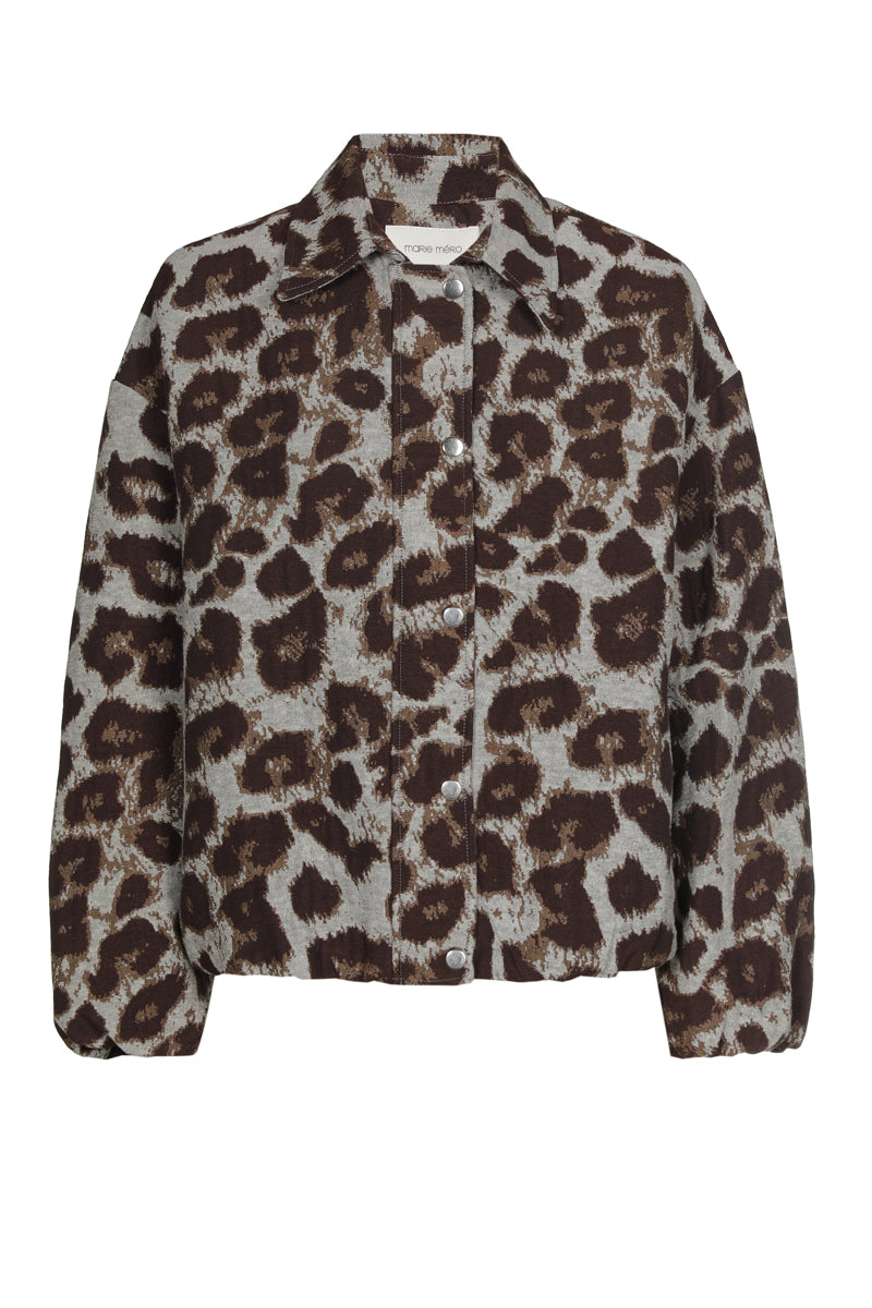 Oversized shirt jacket with animal print
