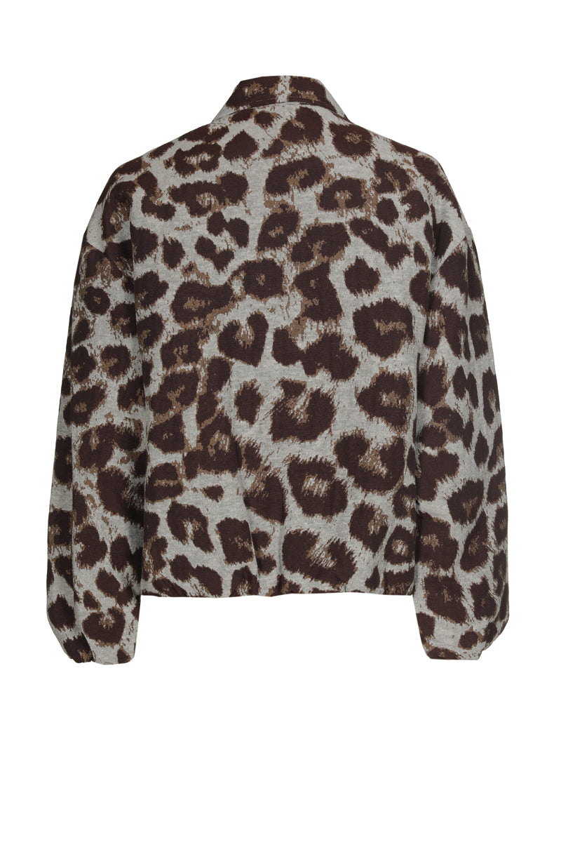 Oversized shirt jacket with animal print