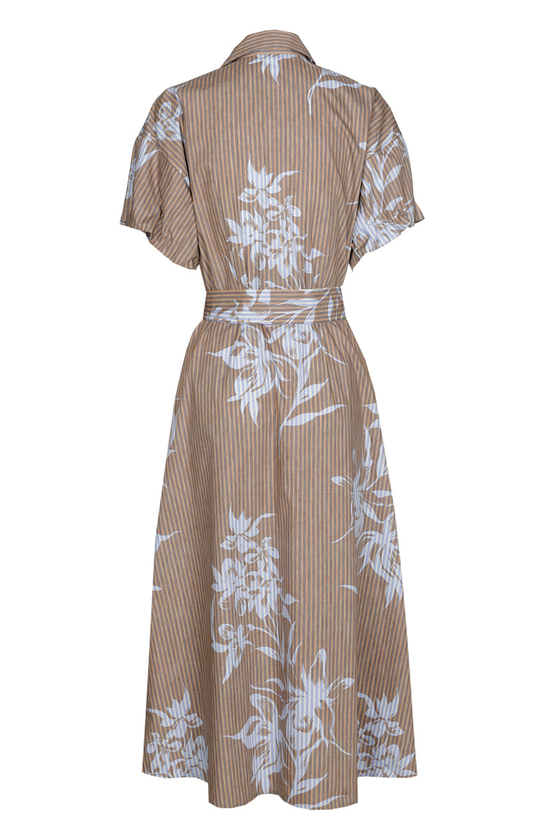 Robe rayée imprimé fleuri