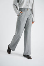 Pantalon long gris ligné droit 