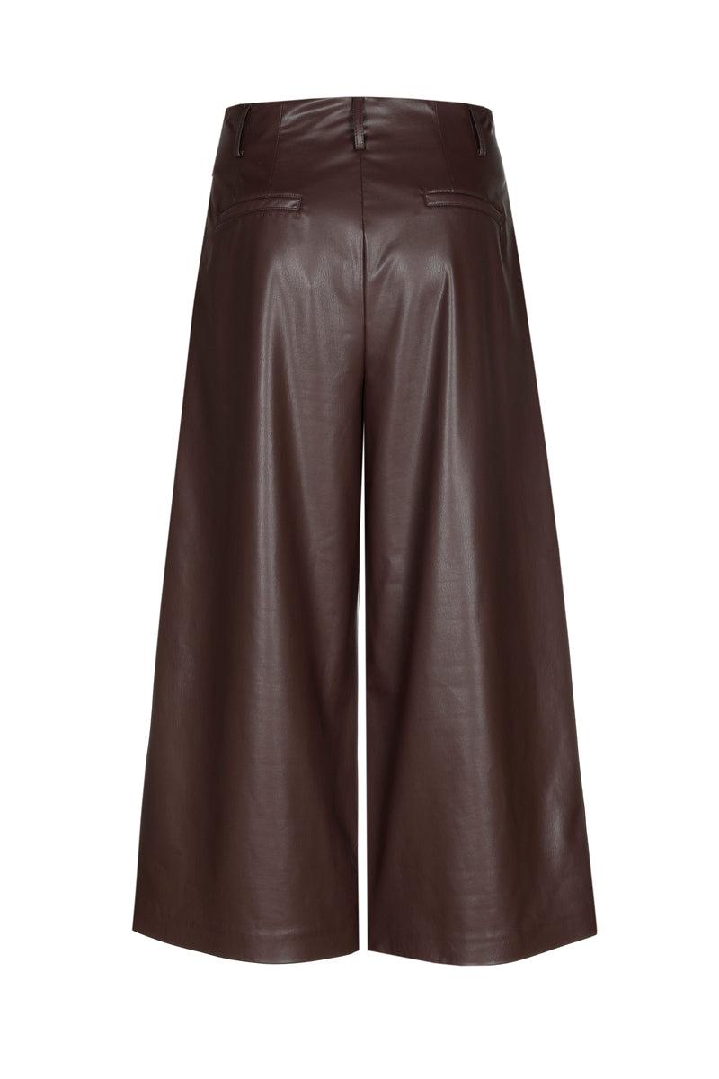 Faux leder wijde culotte