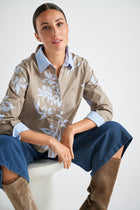 Chemise rayée avec imprimé fleuri