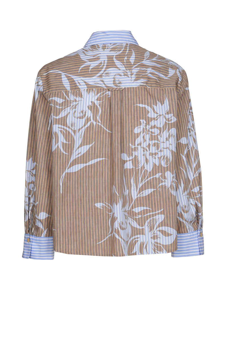 Chemise rayée avec imprimé fleuri