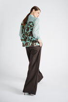 Wide-leg trousers with a pinstripe and an elasticated waistband