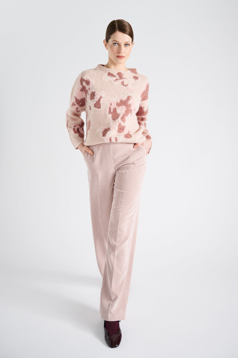 Pantalong long et fluide velours rose