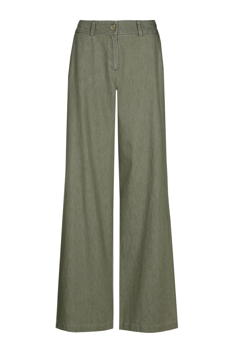 Straight long khaki fluid pants 