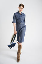 Denim hemdsjurk met riem en zakken