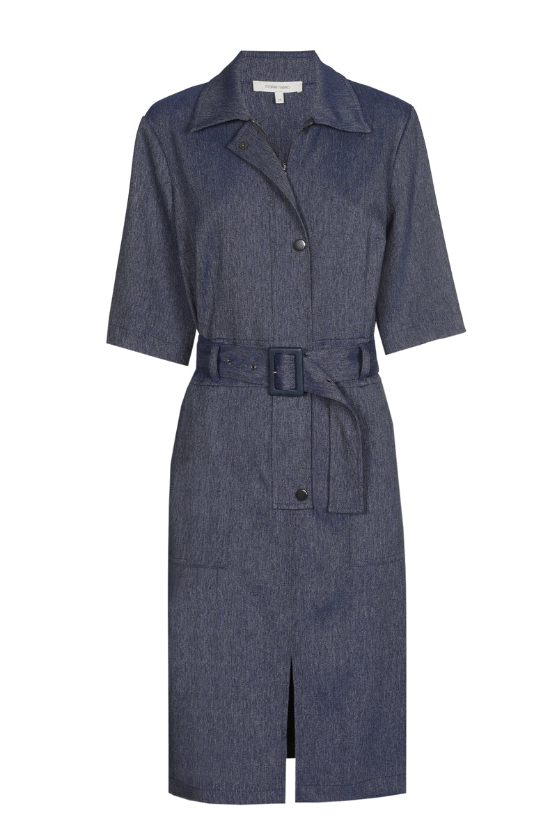 Denim hemdsjurk met riem en zakken