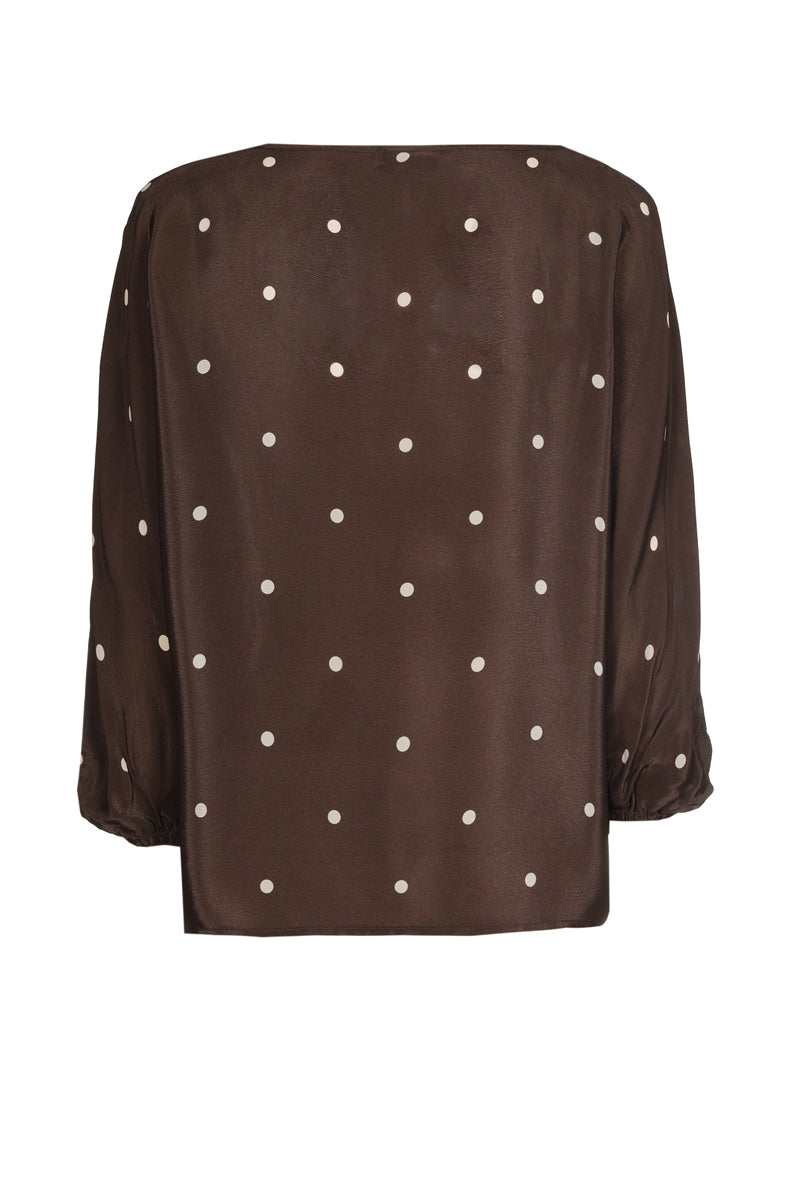 Boxy three-quarter sleeved sheer dotted top 