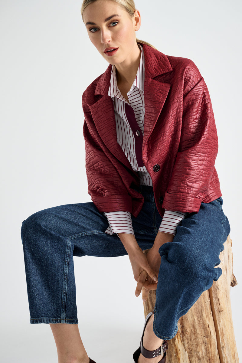 Short boxy structured blazer-jacket