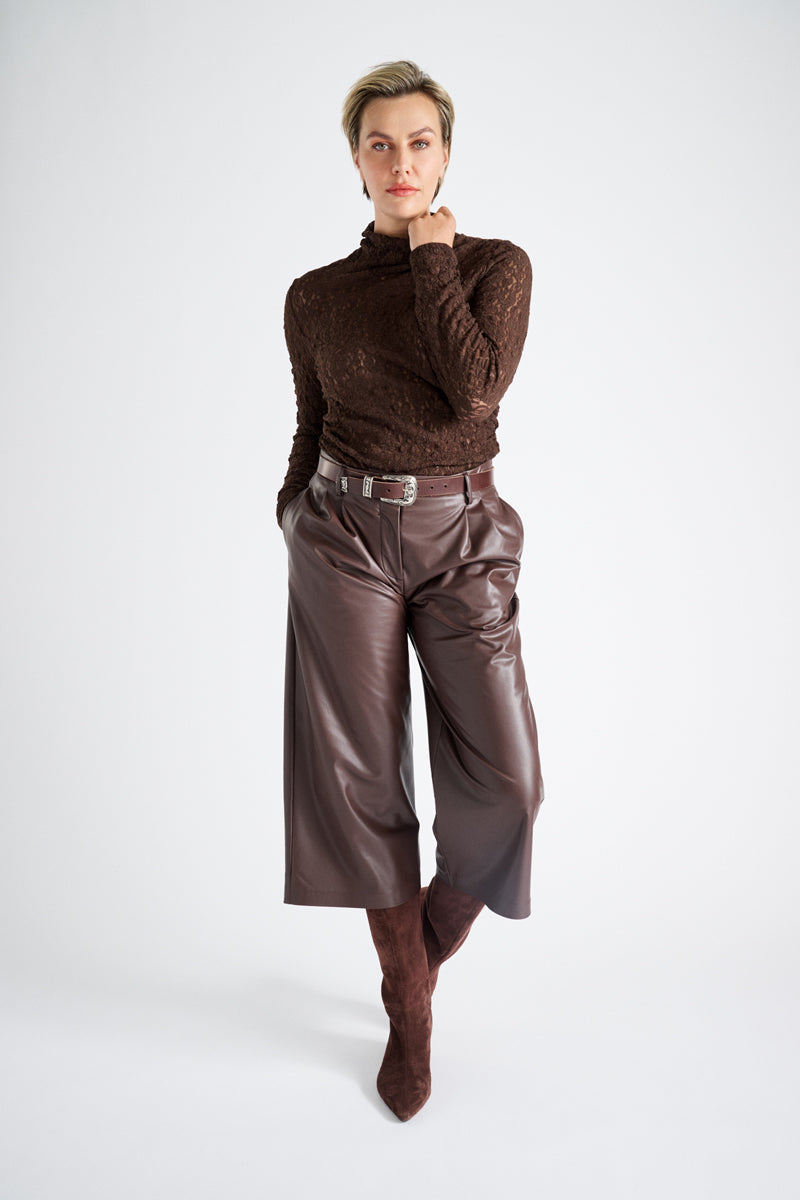 Lace brown turtleneck