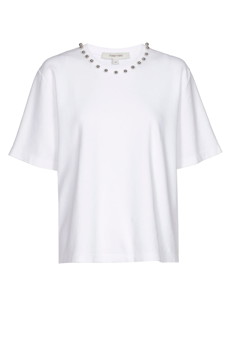 Boxy T-shirt met trompe l'oeil ketting