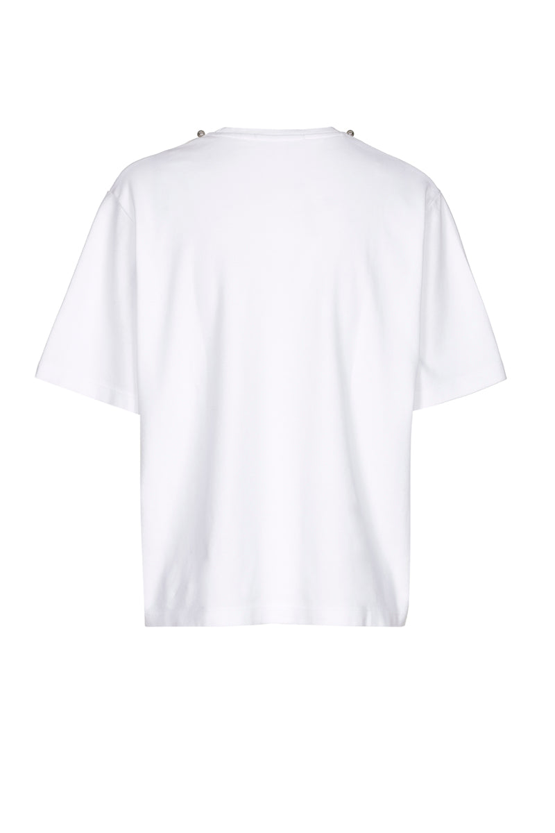 Boxy T-shirt met trompe l'oeil ketting