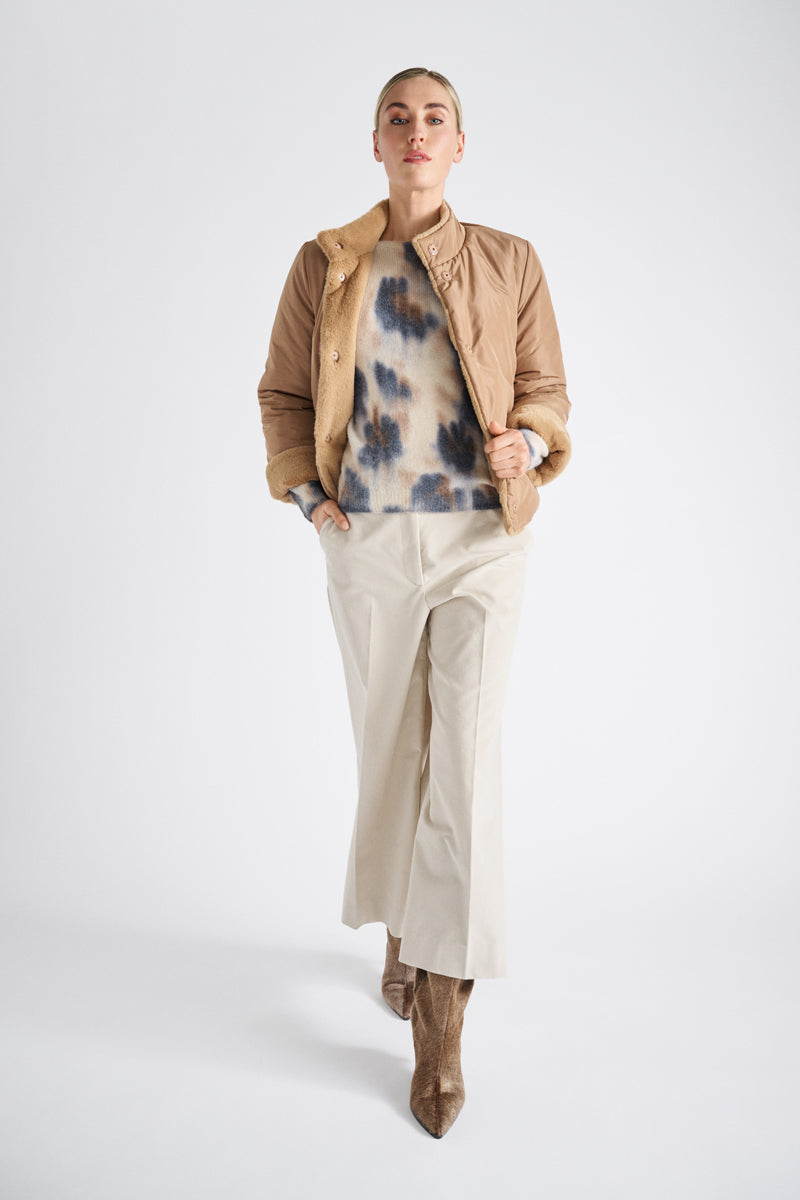 Veste courte réversible camel matelassée et doublée 