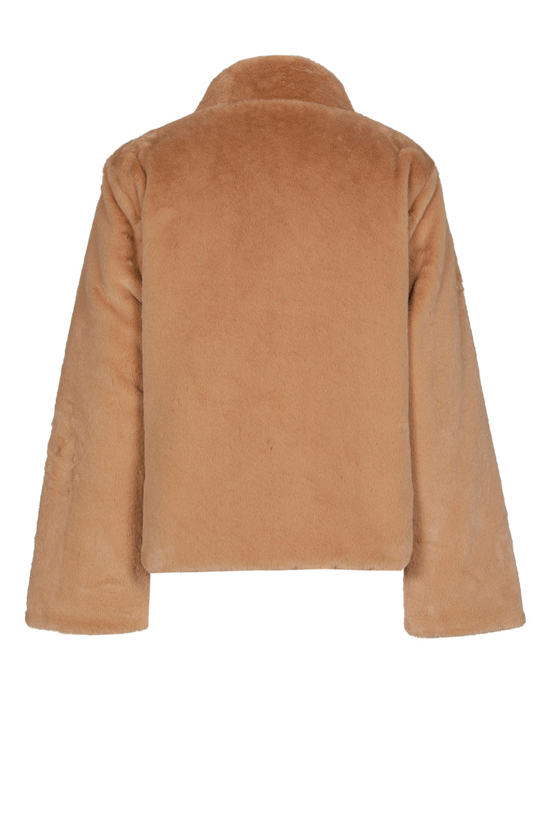 Short camel reversible padded and lined jacket
