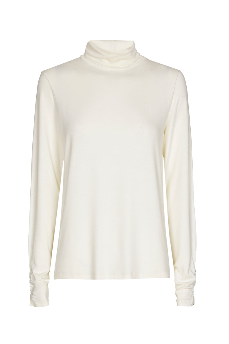 Sous-pull creme col roulé manche froncée