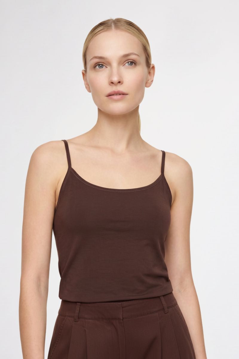 Basic brown top with spaghetti straps