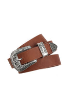 Camel cowboybelt with silver buckle