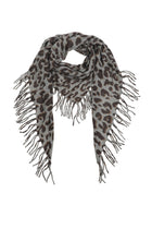 Fringed triangle animal print scarf