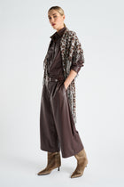 Fringed triangle animal print scarf
