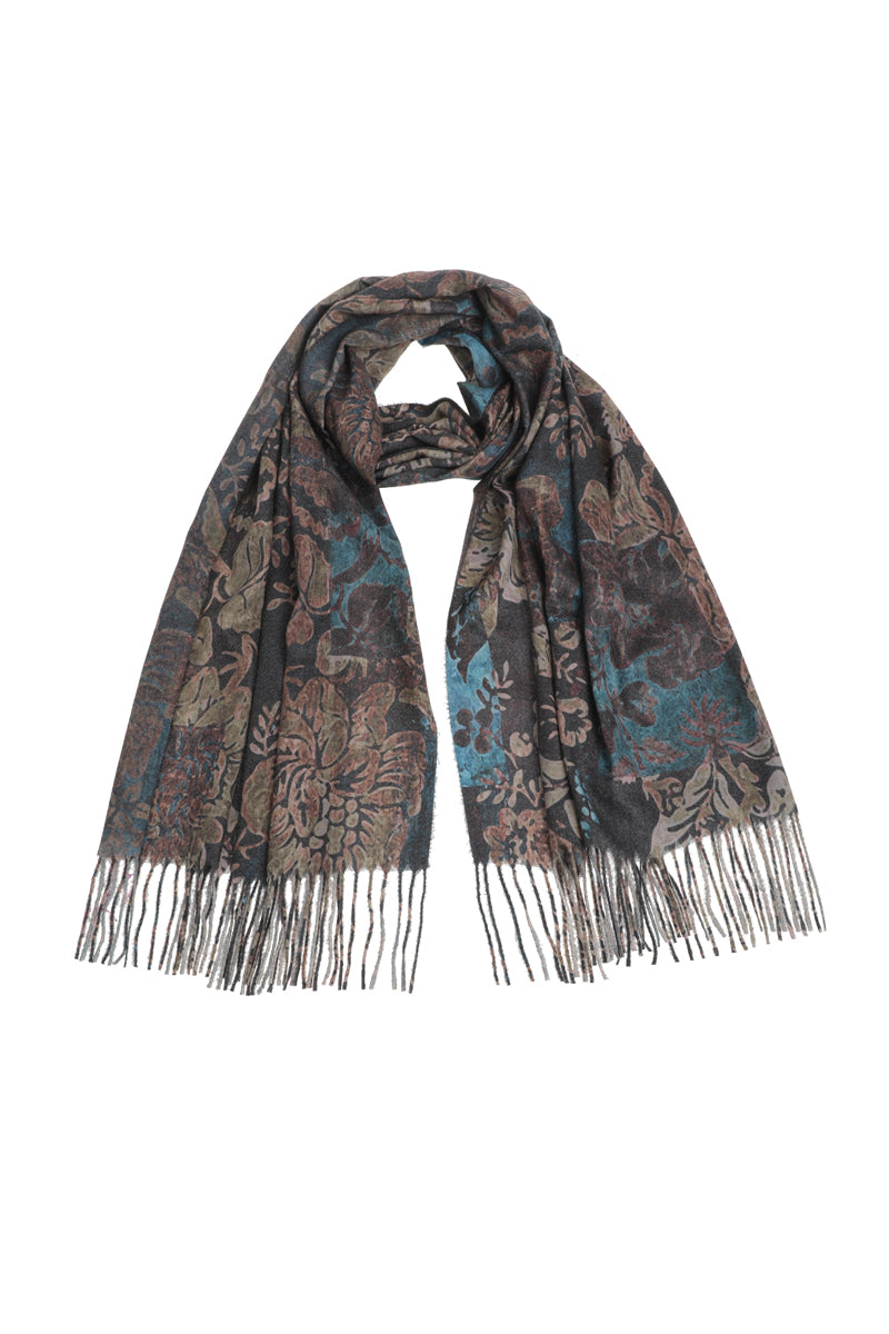 Fluid flower printed scarf