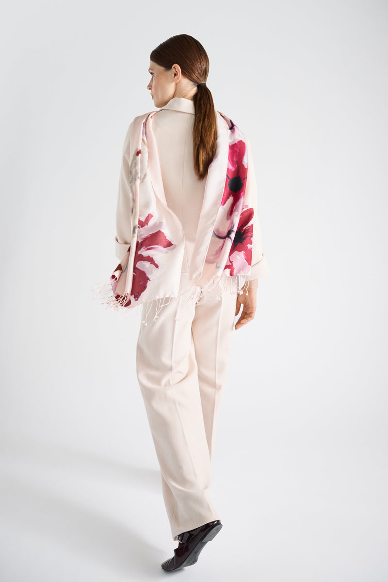 Silk flower printed scarf
