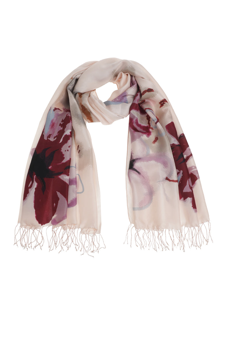 Silk flower printed scarf