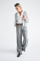 Long and wide striped grey pants 