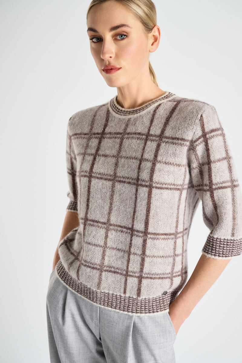 Alpaca trui met ruitenpatroon