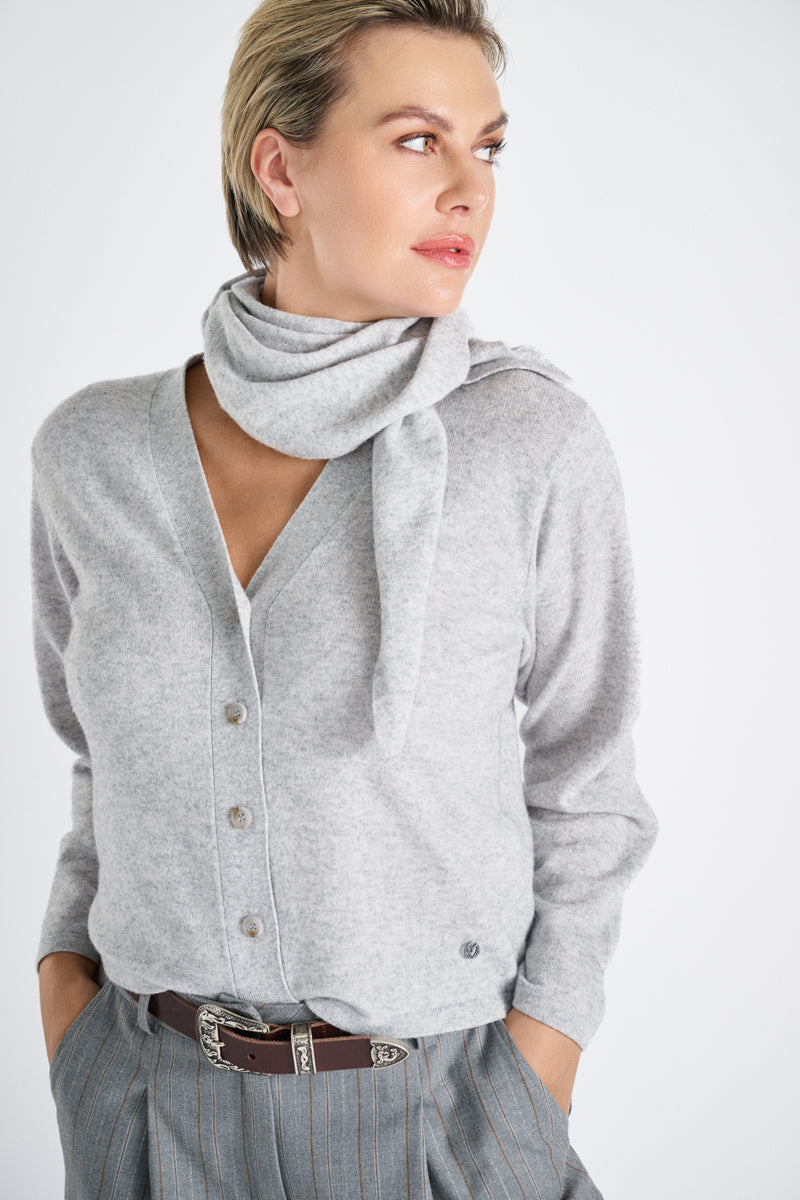Grey V-neck cashmere cardigan 