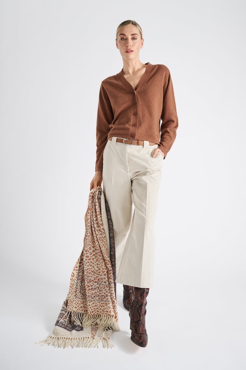 Cardigan col V cognac