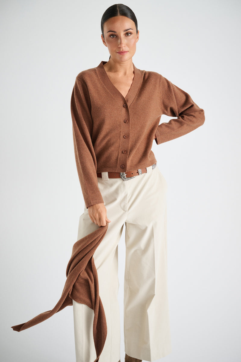 Cognac V-neck cardigan 