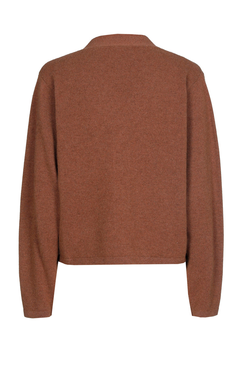 Cognac V-neck cardigan 