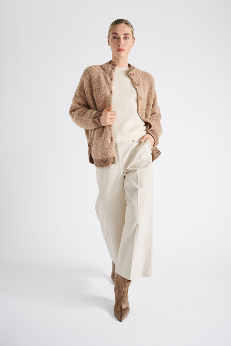 Camel college cape-cardigan