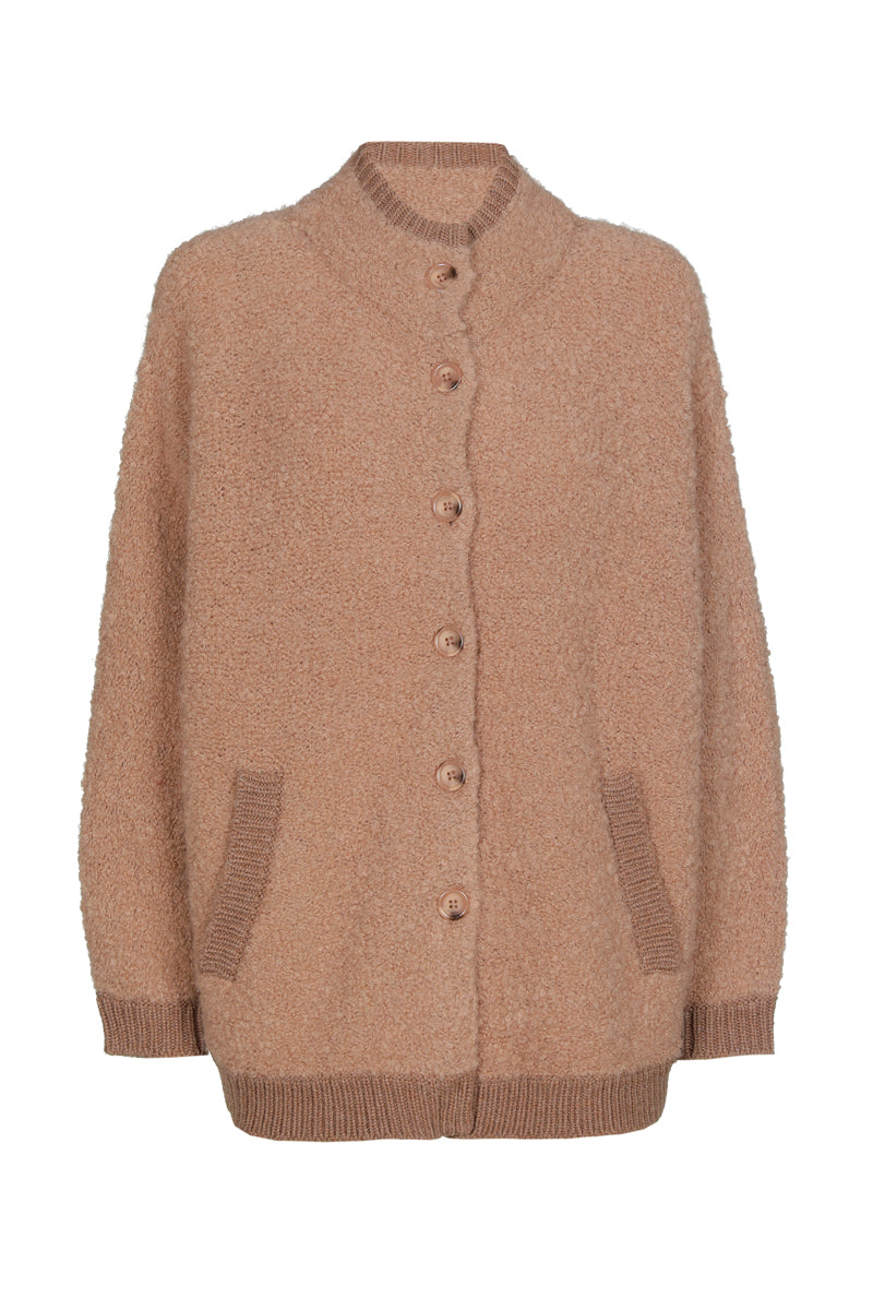 Camel college cape-cardigan