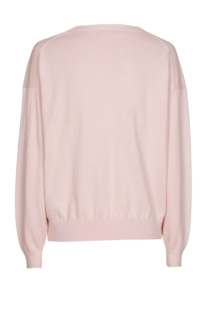 Pull boxy col V en cachemire-coton